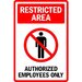 Restricted area authorized employees only sign